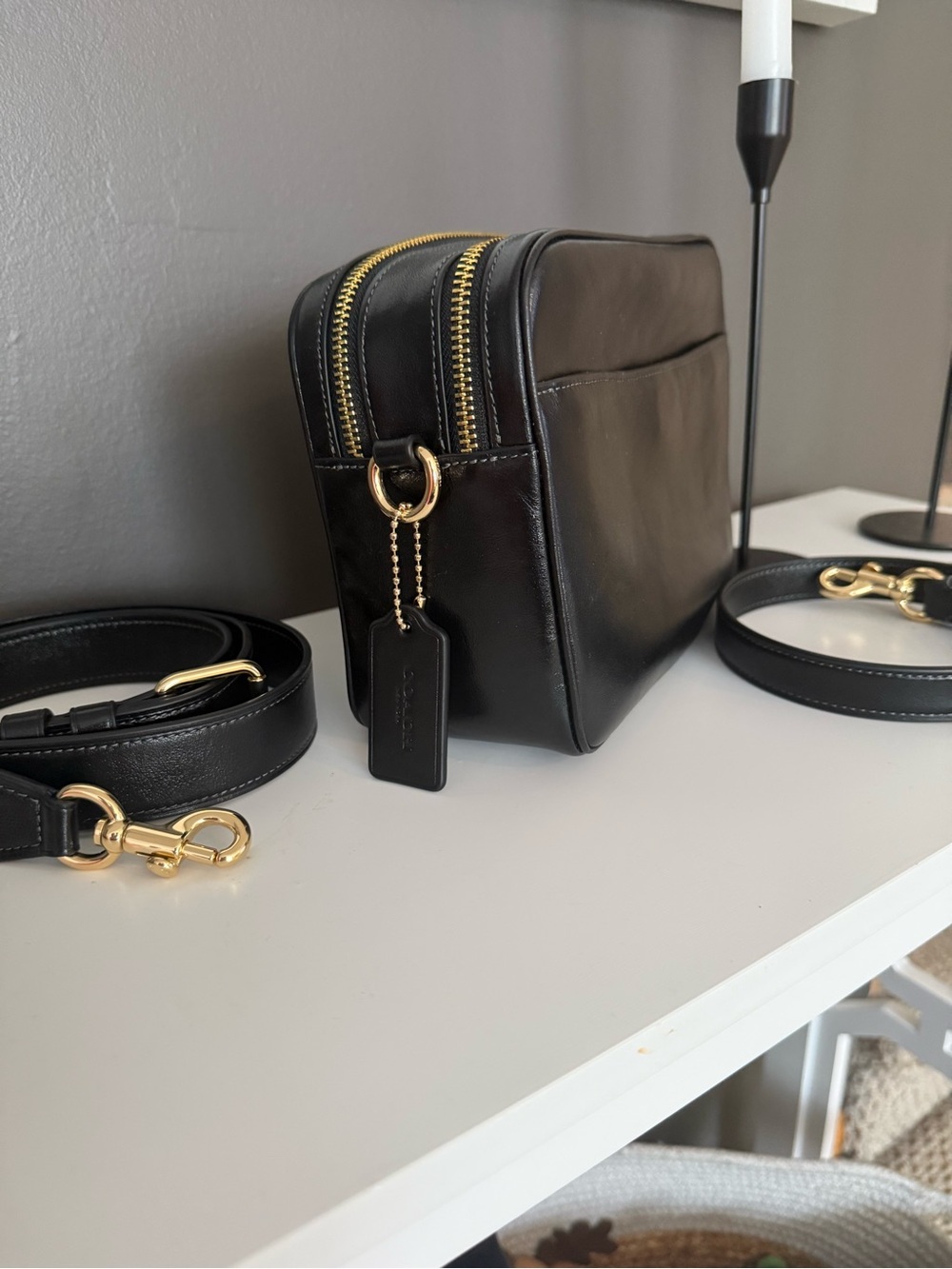 Coach Carey Crossbody Bag-Black/Gold - Picture 5 of 9